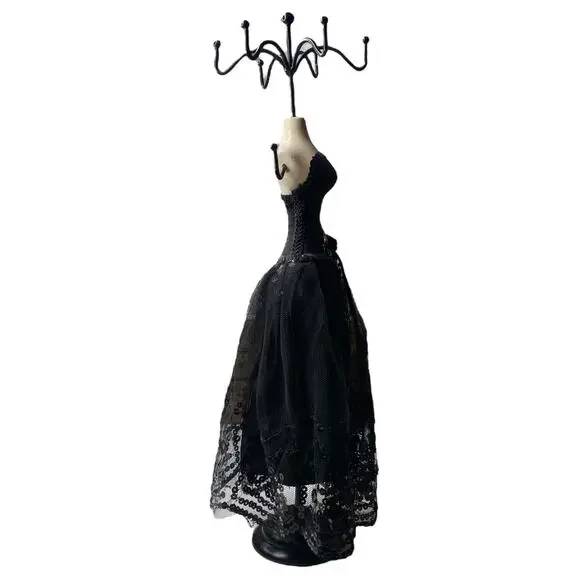 Black Formal Gown Mannequin Elegant Dress Jewelry Necklace Stand Display - Picture 4 of 15